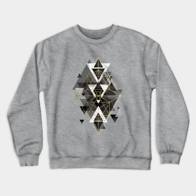Black White and gold Geometric Crewneck Sweatshirt by UrbanEpiphany